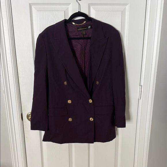 Women's Purple Blazer with Gold Buttons size medium VINTAGE CLASSIQUES ENTIER - Picture 1 of 3